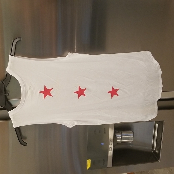 💕MIKEN FLOW💕 Graphic Tank Top Red Wine & Blue Medium M NWT - Picture 5 of 8